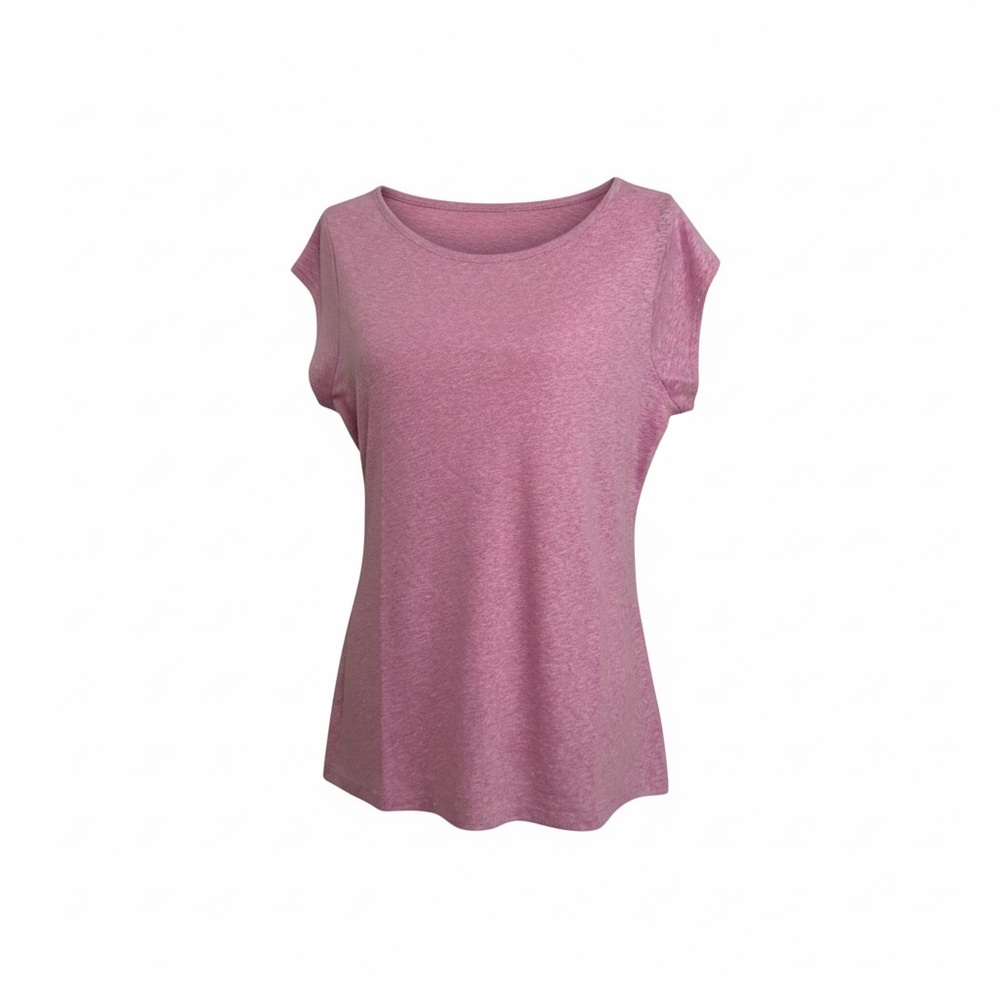 J. Crew Cap Sleeve Scoop Neck Tee Light Purple Linen